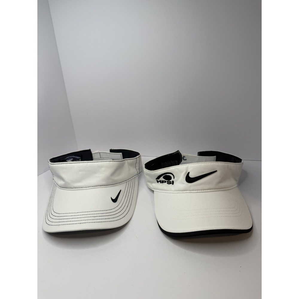 SET OF NIKE White GOLF VISORS UNISEX ONESIZE ADJUSTABLE With Logos‎